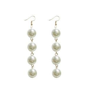 Classic Pearl Drop Dangle Earrings - Gold Tone